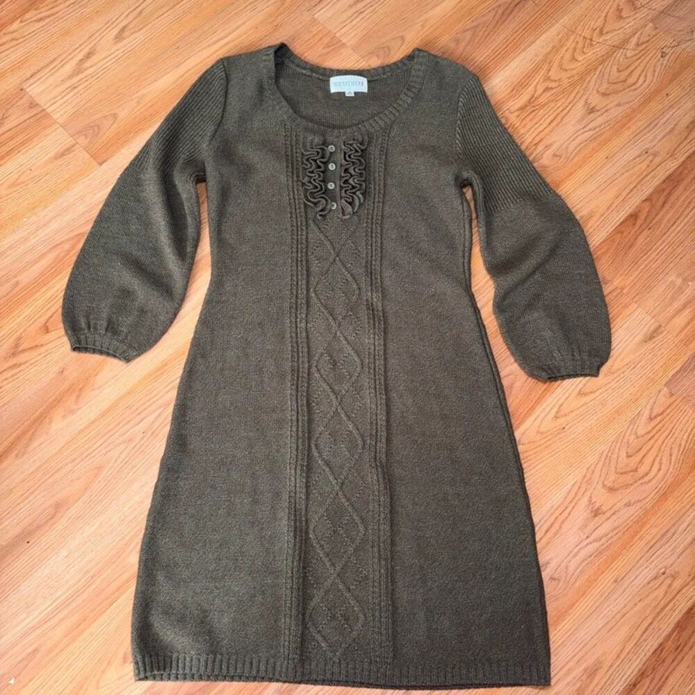 Vintage Studio 1 Cable Knit Sweater Dress Dark Academia Fairycore Boho Size S